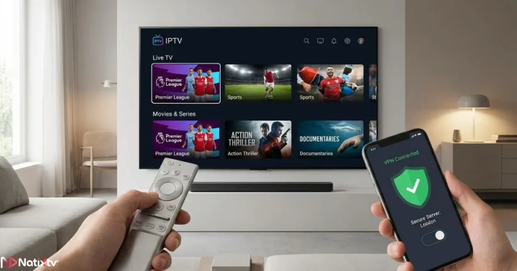iptv vpn usage on smart TV with secure streaming connection