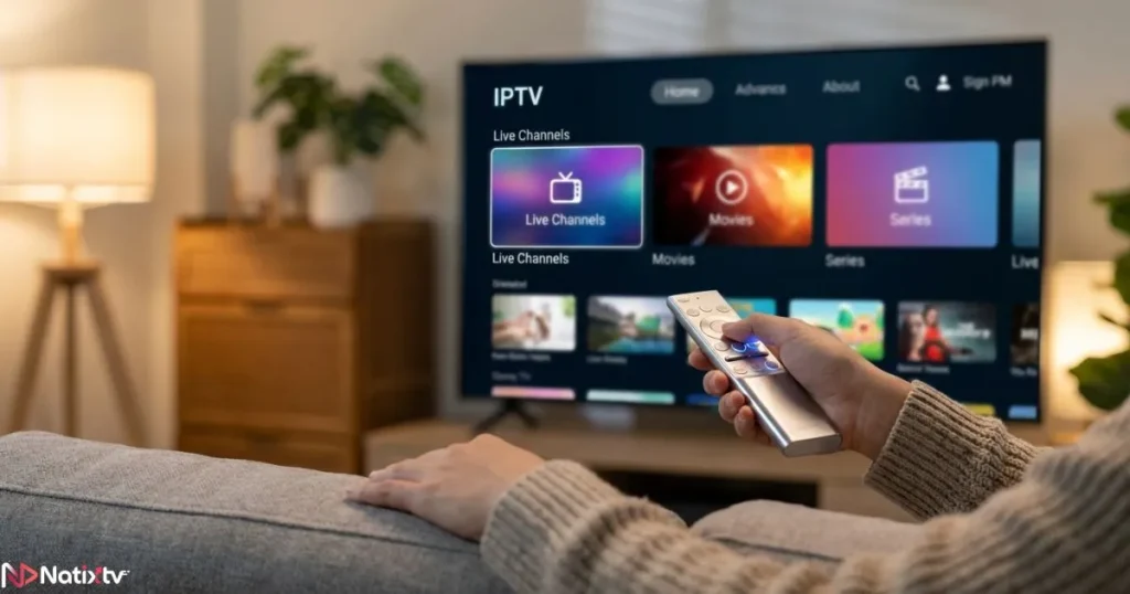 vpn and iptv interface showing modern streaming experience on Smart TV