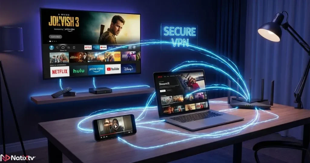 iptv vpn compatibility across Smart TV Firestick smartphone and streaming devices