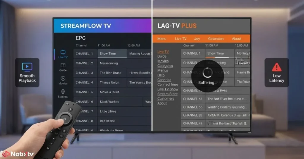 Comparing Firestick IPTV player interfaces to choose the best app for IPTV on Firestick