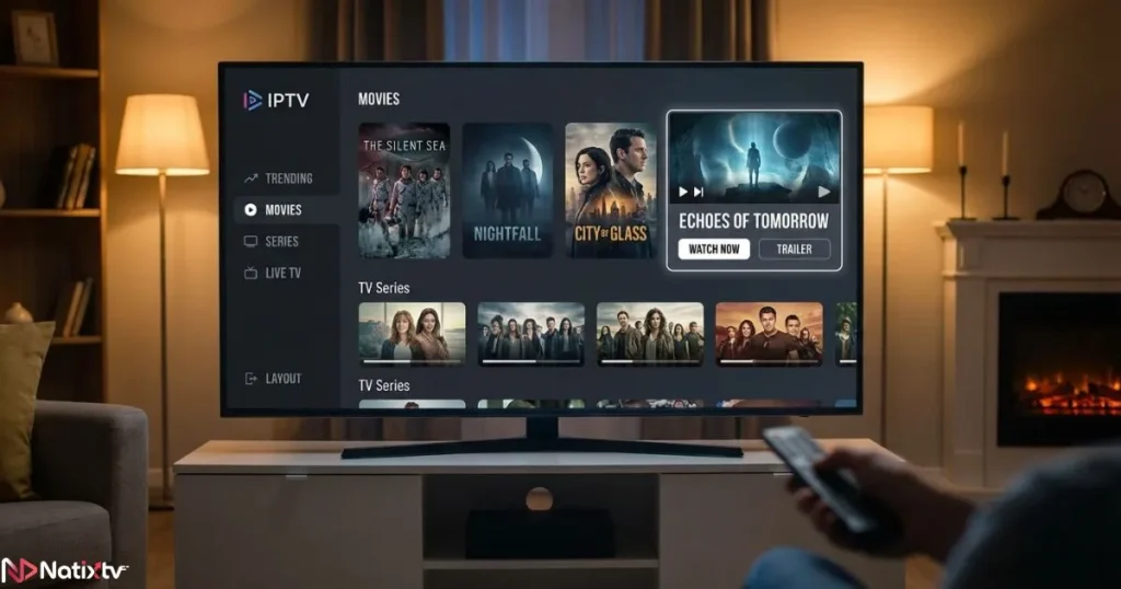IPTV with VOD library available through a premium IPTV service IPTV with VOD library available through a premium IPTV service