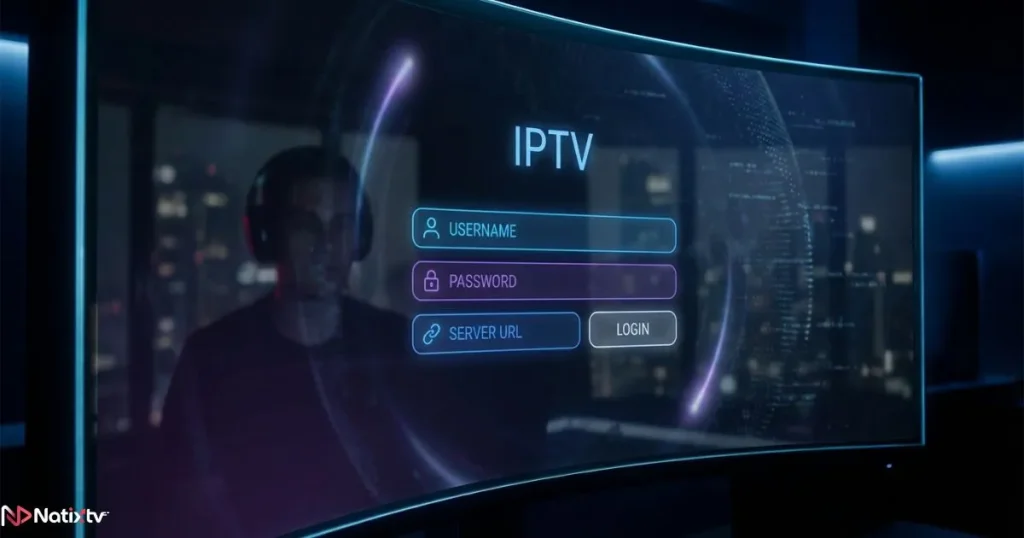 iptv login details screen with username and server URL