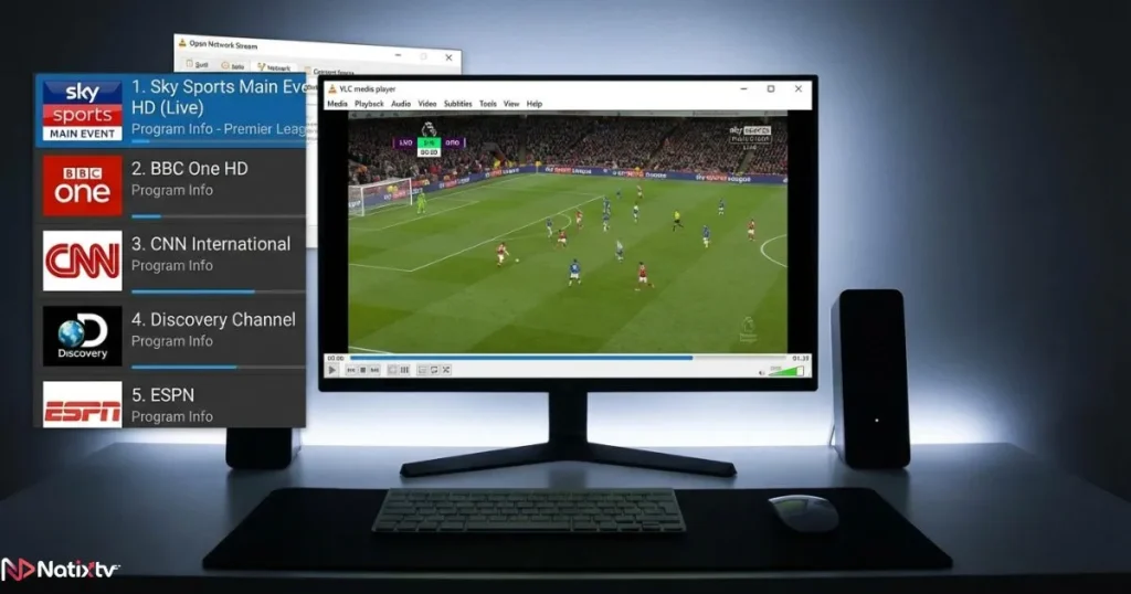Example of vlc iptv playlist loaded in VLC media player