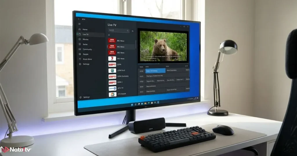 windows iptv software interface showing channels and EPG on PC