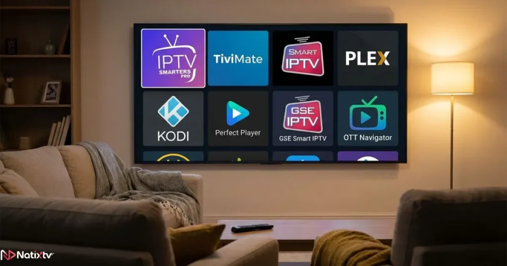 IPTV apps Firestick interface with multiple streaming apps