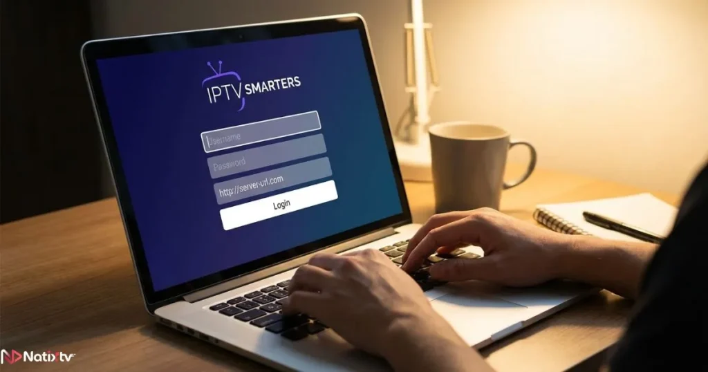 iptv smarters pro login error screen with username and password fields