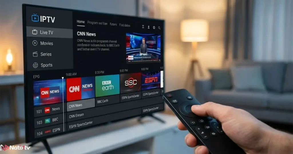 Example interface from modern IPTV player apps showing channel navigation