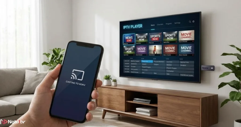 watch iptv on roku using a casting IPTV application