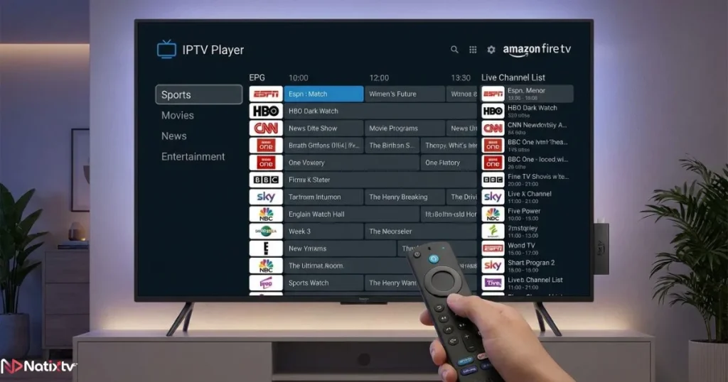 fire tv iptv player interface on amazon firestick