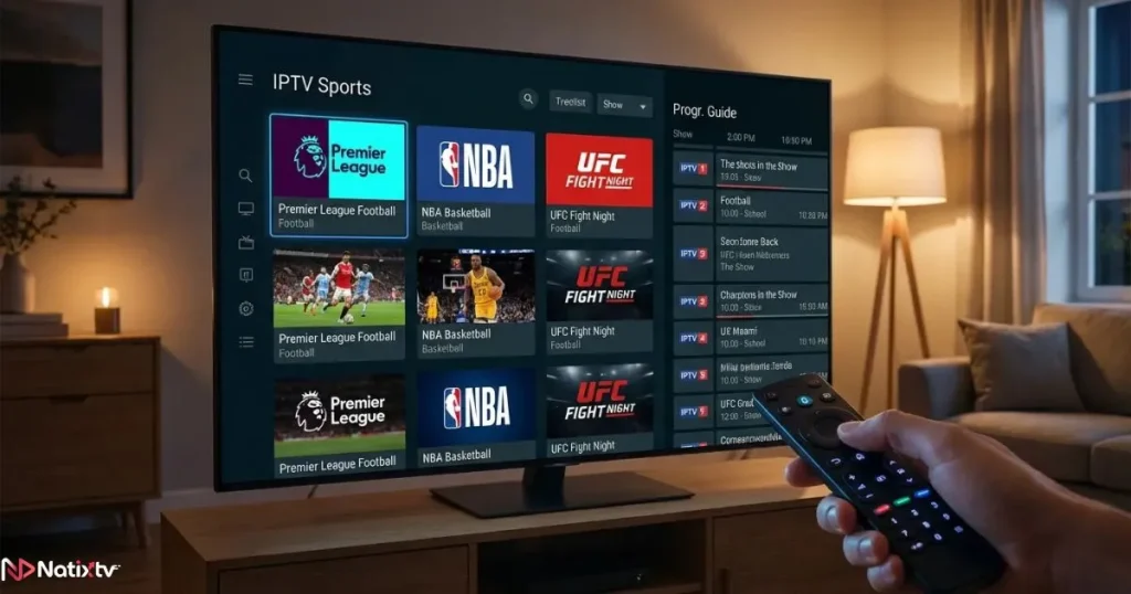 IPTV sports channels interface for live sports IPTV