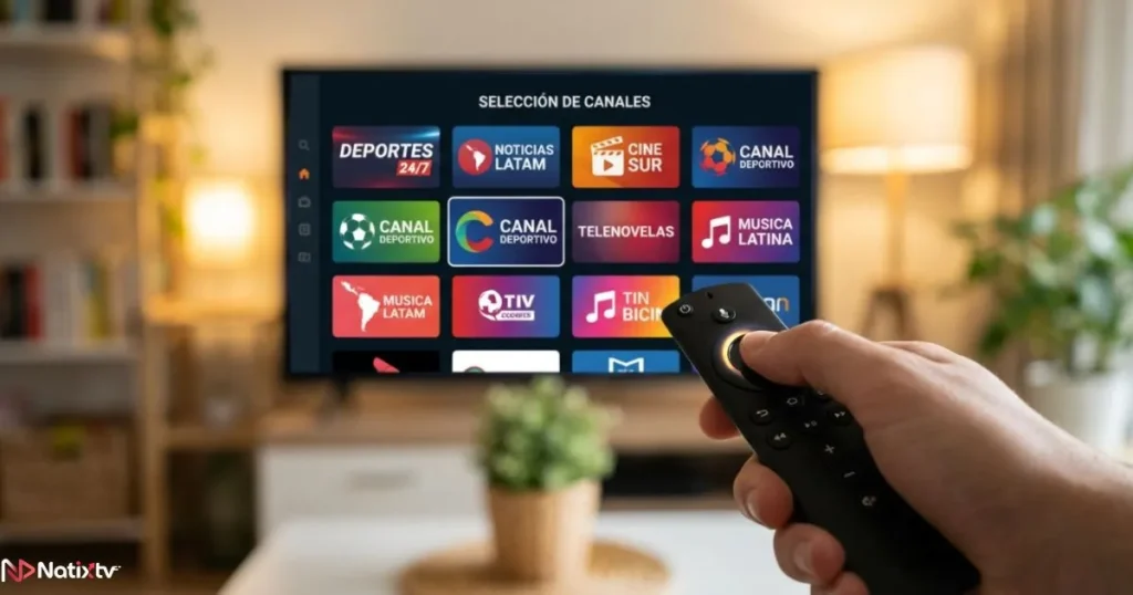 Setting up iptv latino firestick using a remote and a smart TV interface