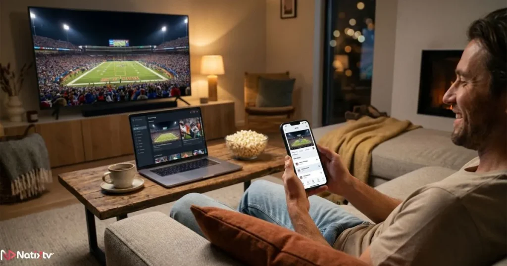Watch NFL on IPTV subscription on smartphone laptop and TV at the same time