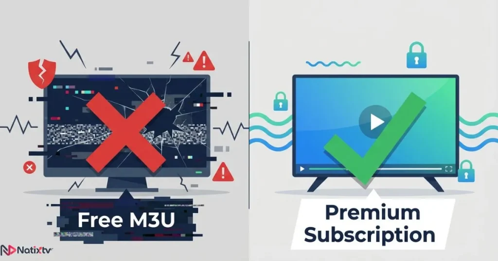 Comparison between iptv latino free playlist and a paid premium subscription