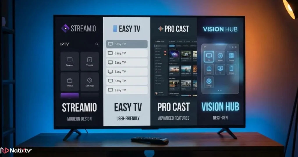 best IPTV player Apple TV comparison screen with multiple apps