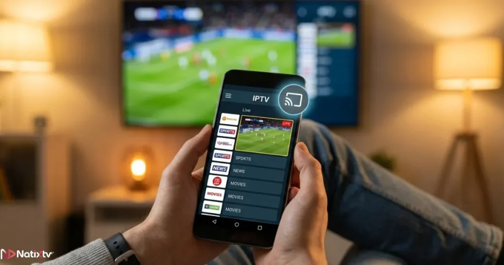 Cast IPTV to TV using a smartphone app with Chromecast cast icon