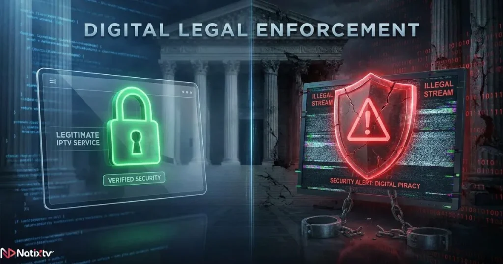 IPTV legal news 2026 - comparison between secure legal IPTV and risks of illegal streaming