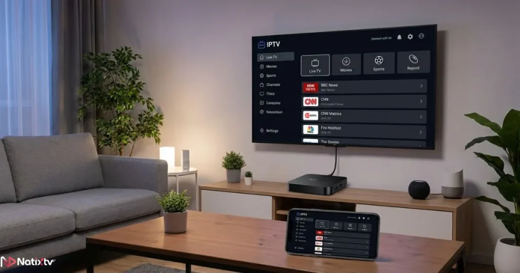 iptv setup login on Android devices with IPTV app interface