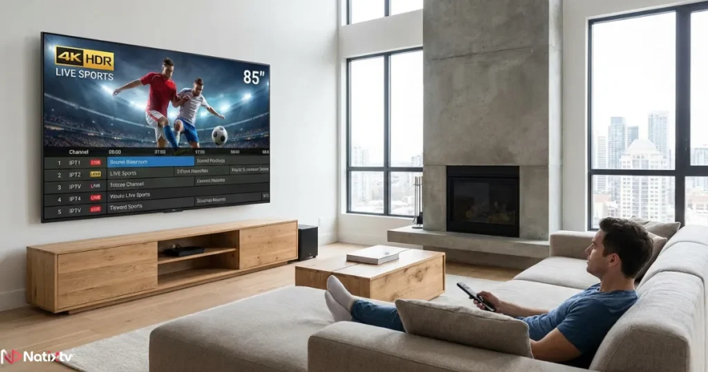 Multi-device IPTV subscription compatibility — Smart TV, smartphone, tablet and laptop