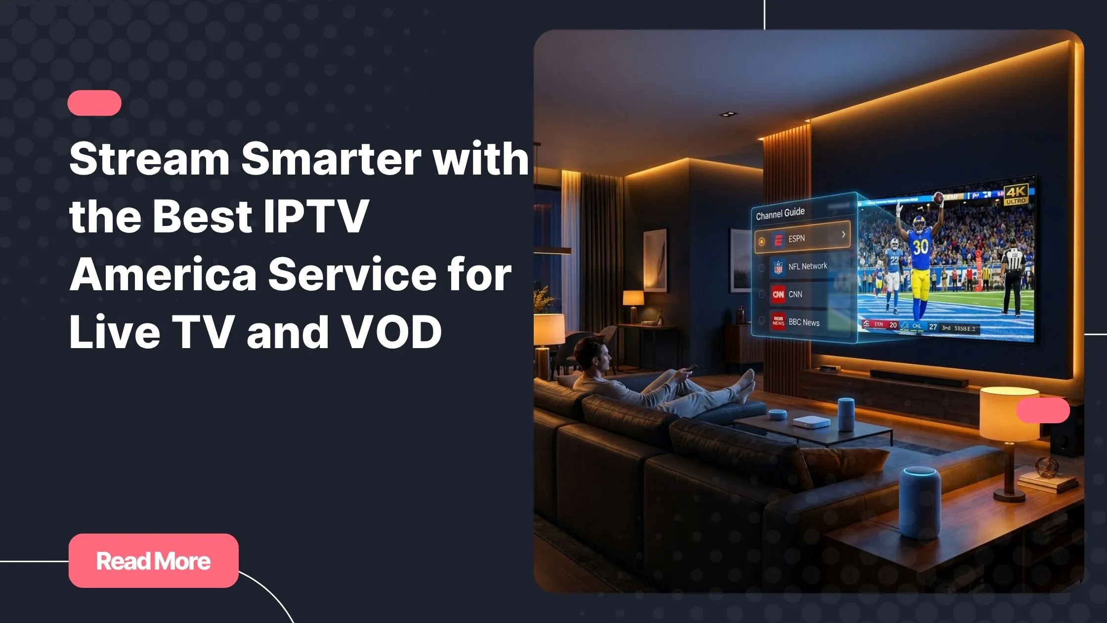 Best IPTV America service streaming live American football on a 4K smart TV