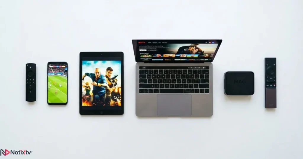 Premium IPTV Canada compatible devices including Firestick Android Smart TV and tablet