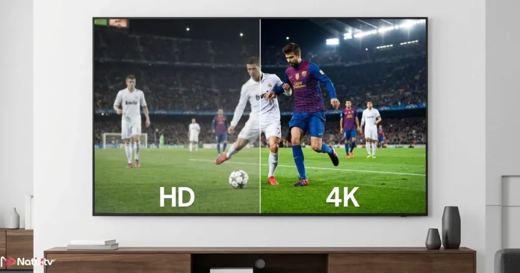 4K IPTV quality comparison - HD vs 4K resolution on a Smart TV