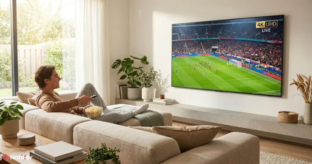 Enjoying the best IPTV streaming setup experience with live sports on a 4K TV