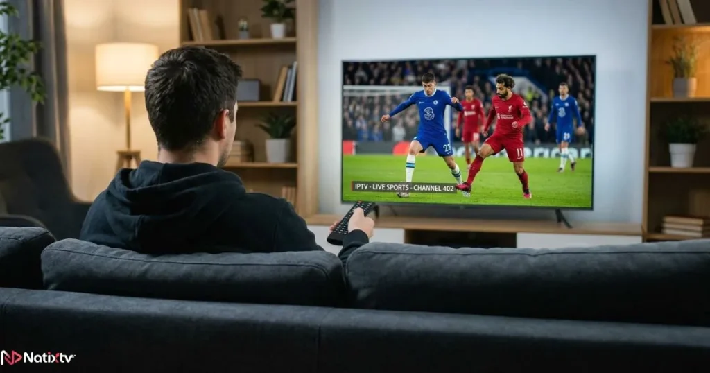 Watching live sports through an IPTV app for Firestick on a smart TV