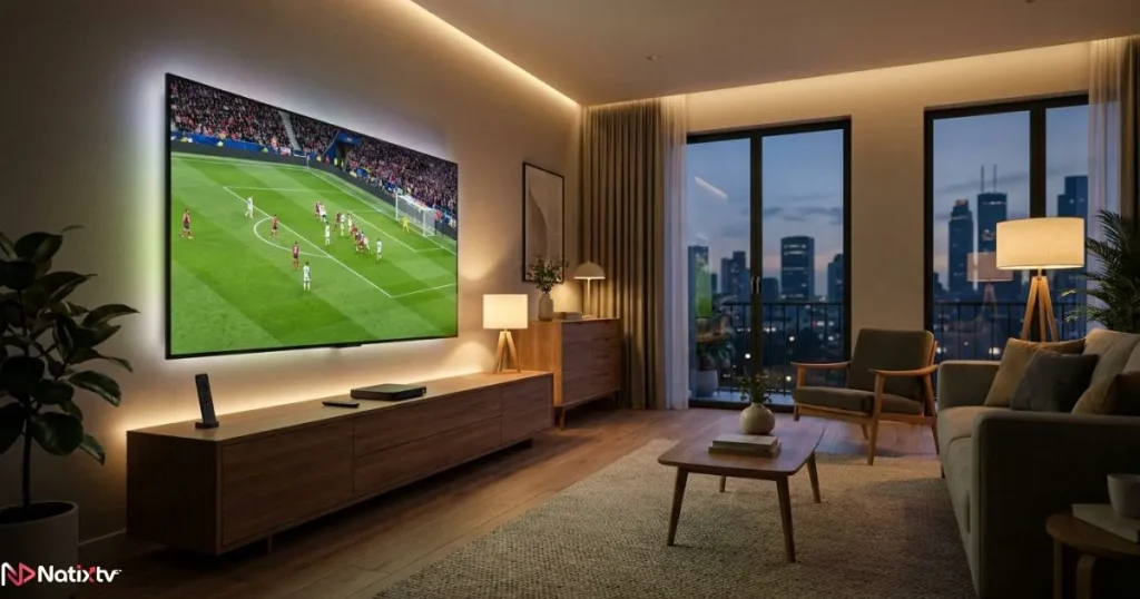 TiviMate Premium streaming a 4K channel on a home theatre Android setup