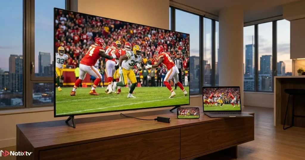 IPTV USA multi-device compatibility across TV, smartphone and laptop