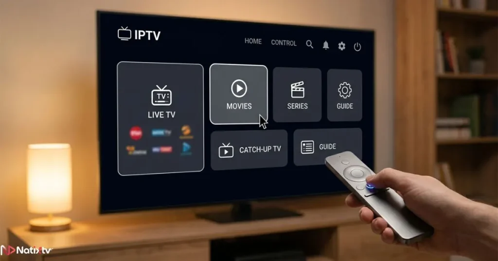 IPTV provider dashboard showing channels and on-demand content