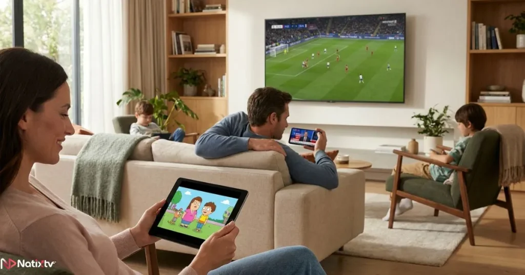 American IPTV service working across multiple devices in one household
