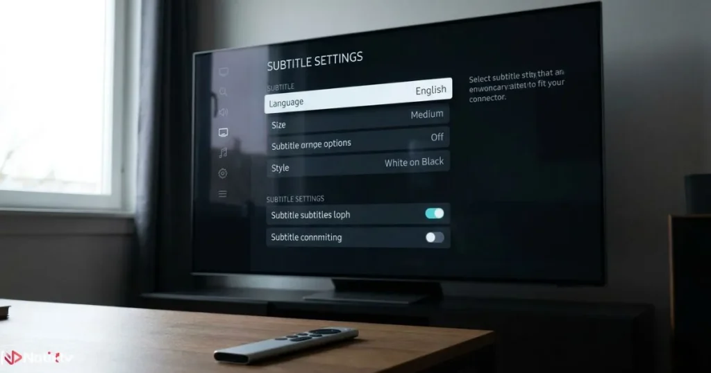 Enable IPTV subtitles through streaming app settings on a smart TV