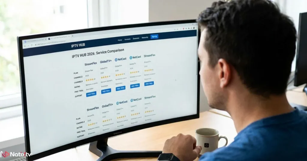 Comparing features before choosing an IPTV provider for a new subscription.