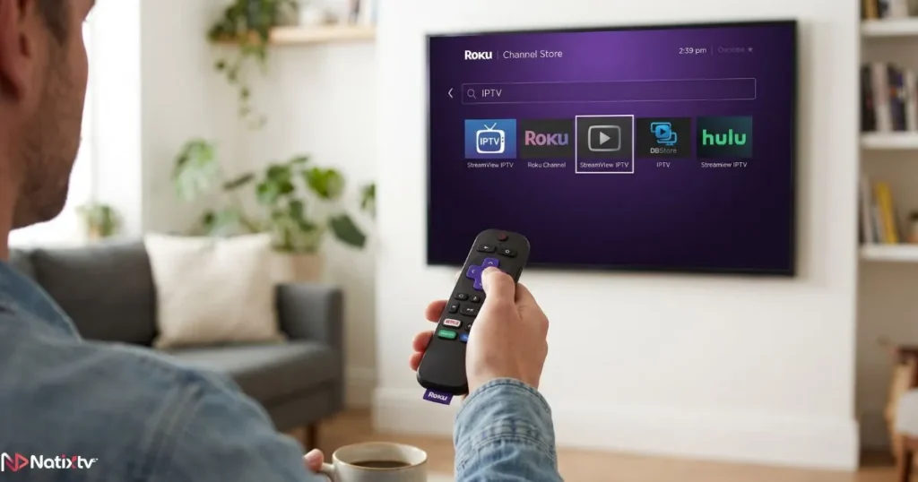 IPTV setup on Roku using the official Channel Store on a smart TV