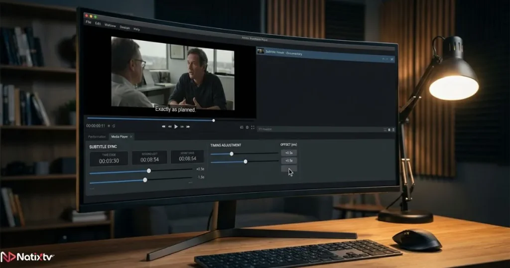 Adjusting IPTV subtitle sync settings to correct delayed captions during streaming