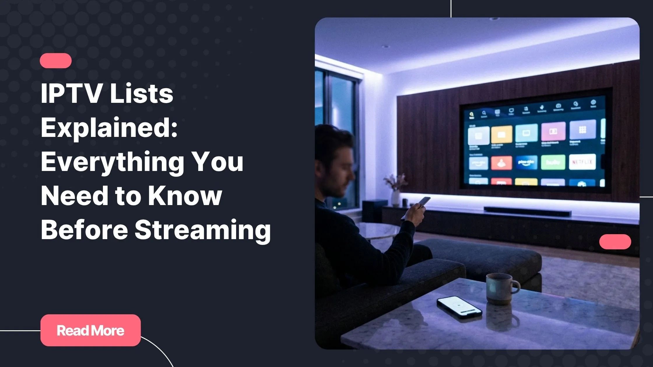 Modern living room setup for IPTV streaming on a smart TV