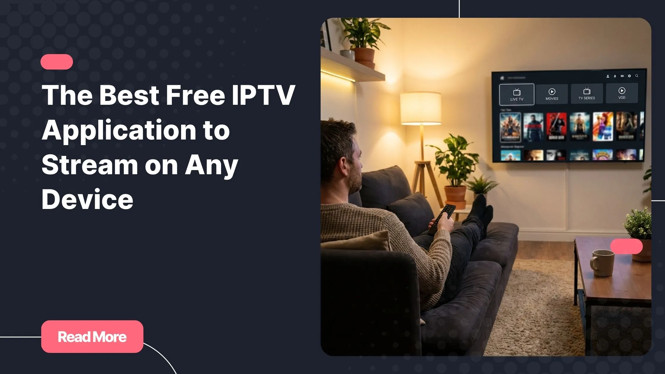 A person using a free IPTV application on a modern Smart TV in a cozy living room