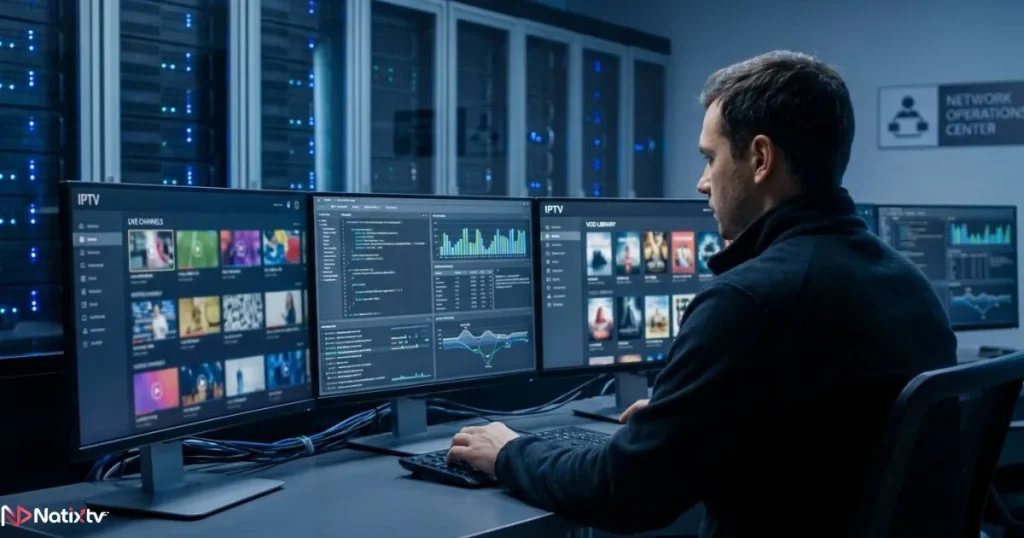 Professional infrastructure supporting high IPTV uptime for a reliable IPTV provider.