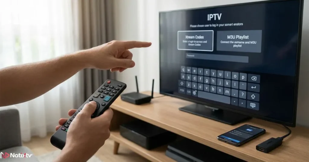 IPTV setup process on a Smart TV using an IPTV subscription