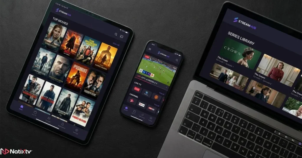 Premium IPTV subscription streaming in 4K on multiple devices