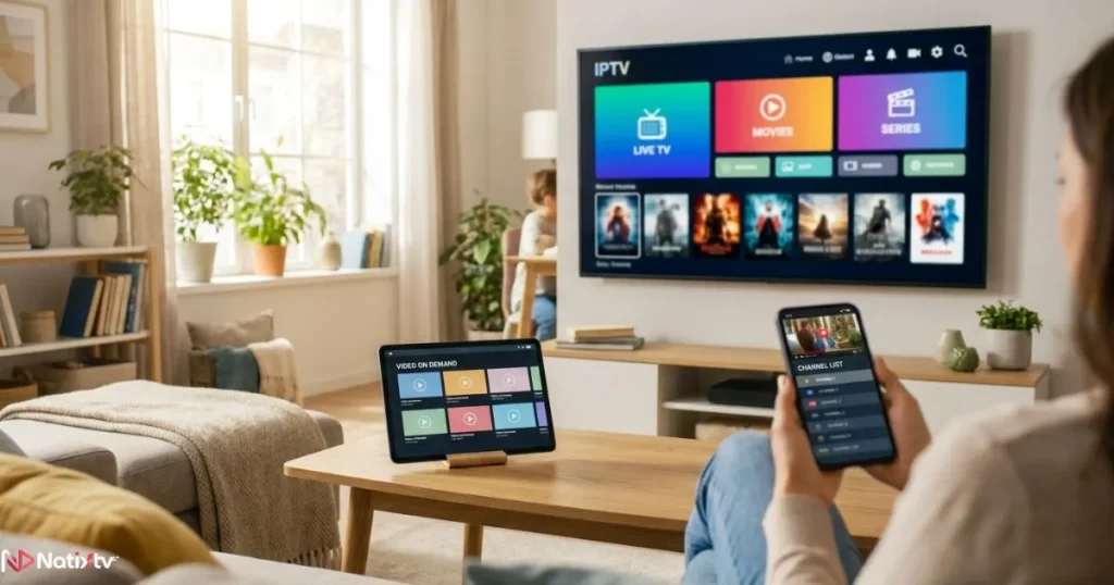 IPTV subscription with flexible viewing across TV tablet and smartphone