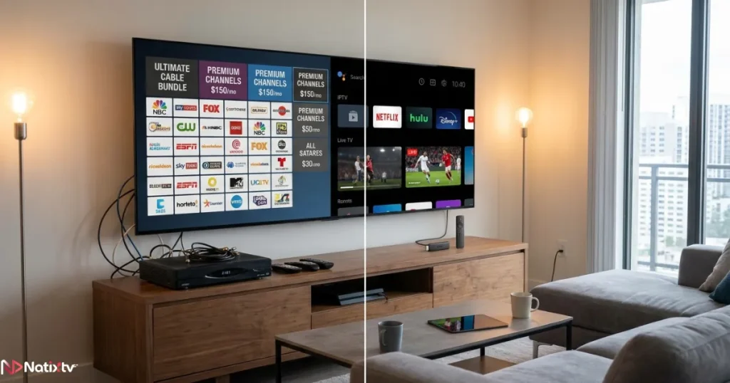 Comparison between traditional television and modern IPTV streaming services