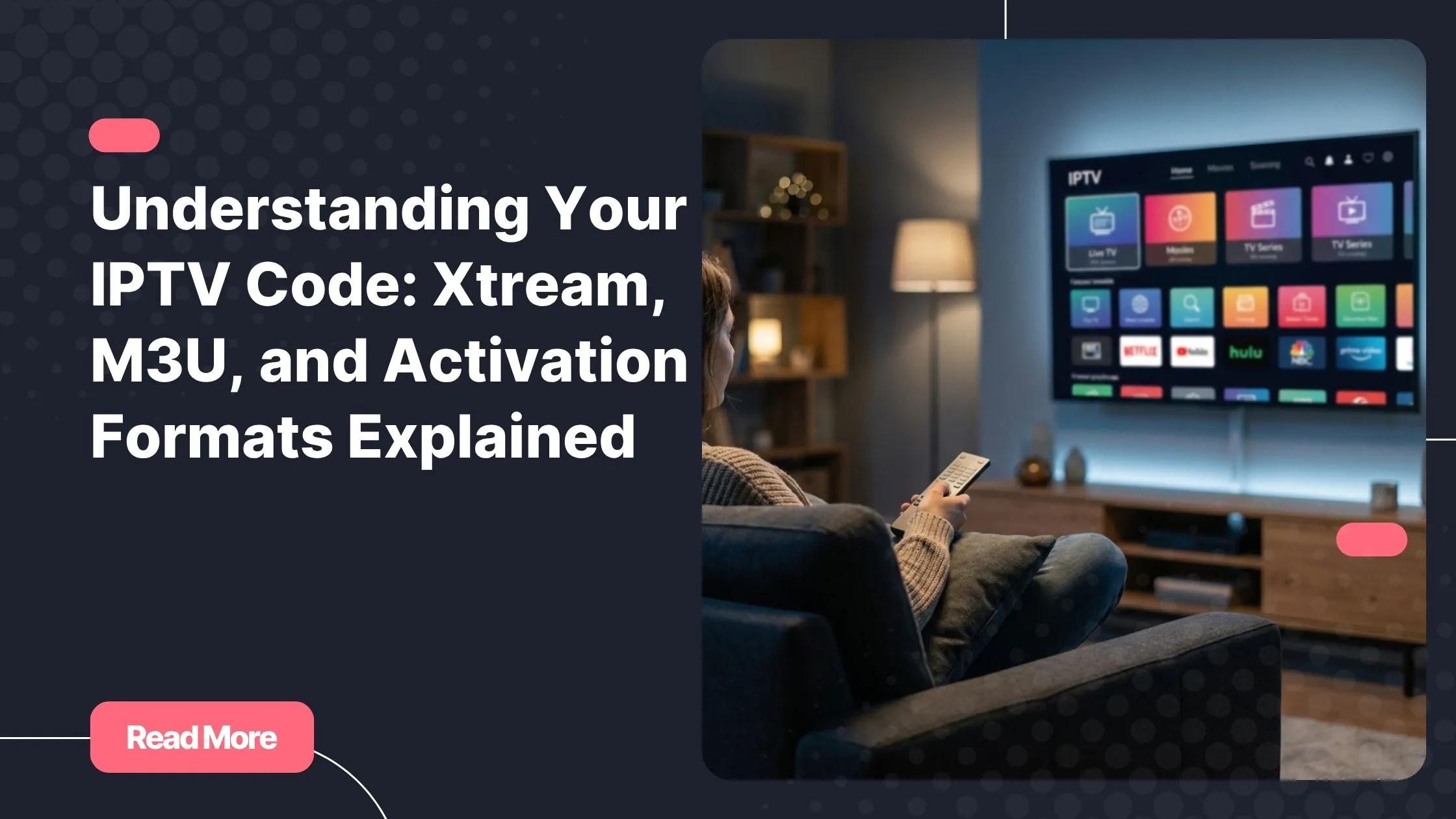 IPTV code setup on a modern smart TV with channel interface