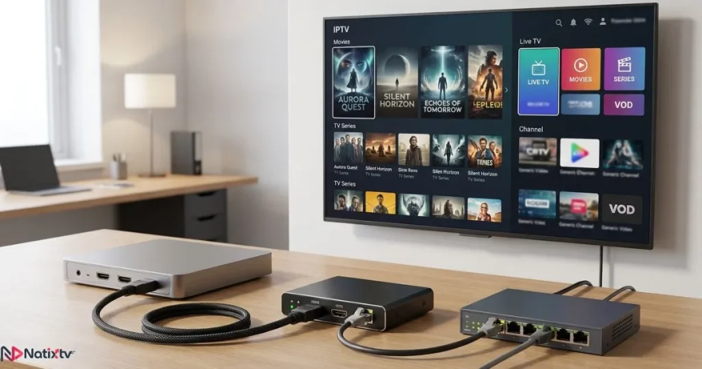 HDMI to IPTV encoder connecting a video source to IPTV network streaming