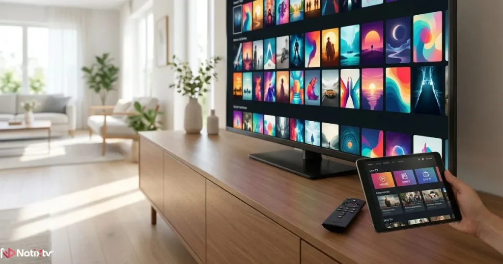 Multi-device IPTV household streaming on Smart TV tablet and Fire Stick