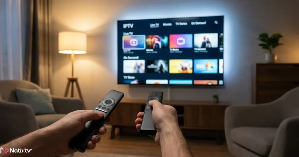 Trying an IPTV subscription on a Smart TV with a free trial before choosing a plan