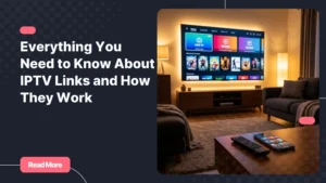 IPTV links set up on a Smart TV and smartphone in a modern living room