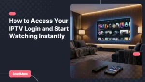 IPTV account access on a Smart TV and smartphone in a modern living room